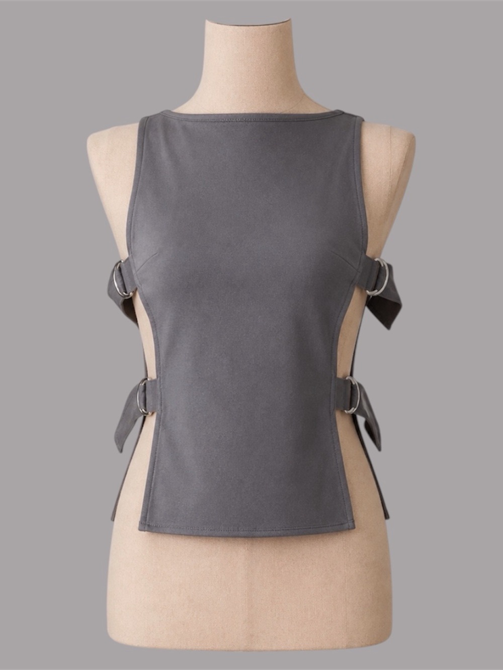 Peppermayo Cherish You Buckle Top Charcoal Side Buckle Tank